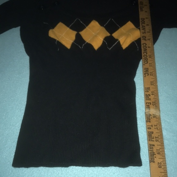 XOXO vintage puff short sleeve knit sweater button detail on shoulders size M - Picture 6 of 8